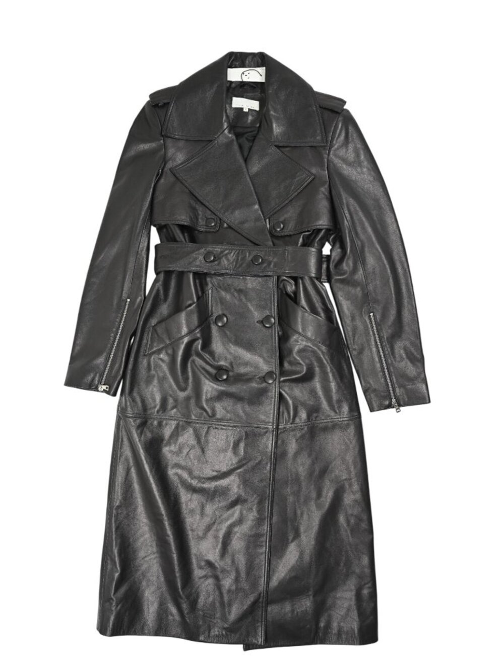 Fleur du Mal Moto Leather Trench Coat in Black